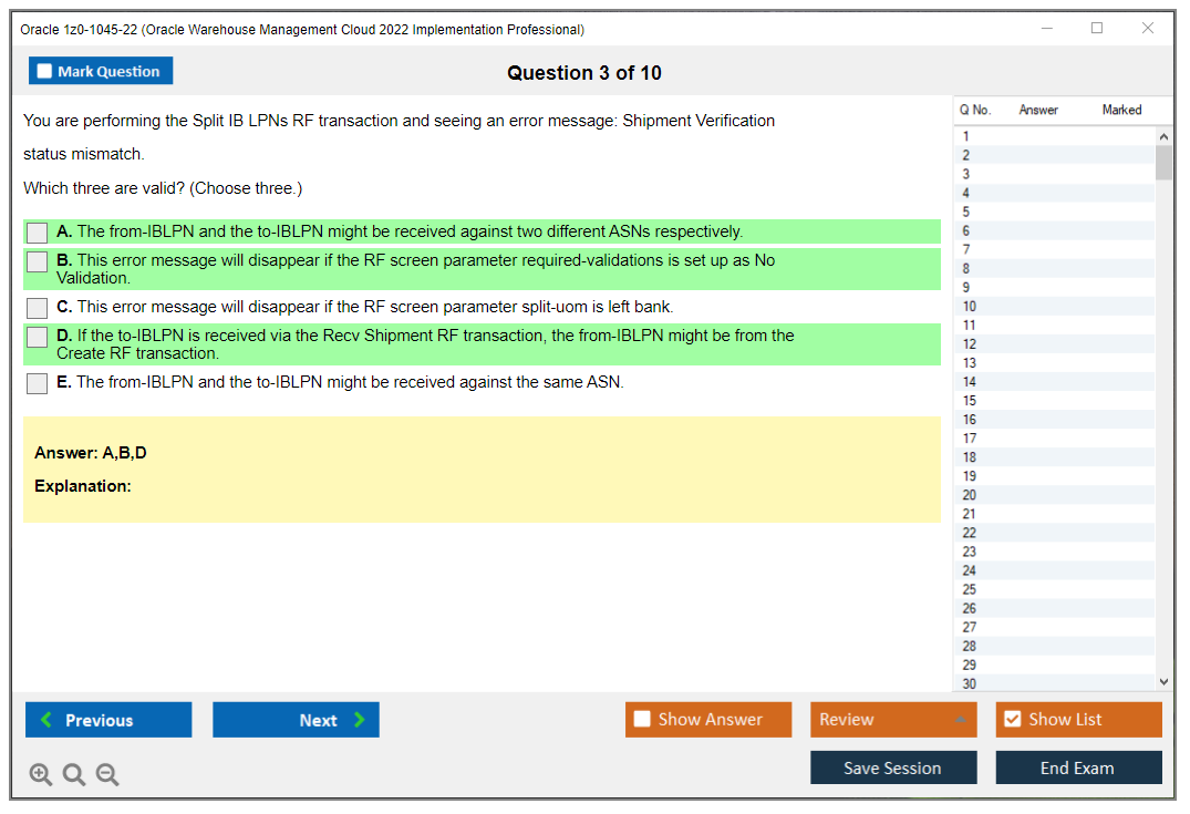 Oracle 1z0-1045-22 (Oracle Warehouse Management Cloud 2022 Implementation Professional) Prüfungs-Simulator Test Engine Prüfungs-Dumps 3