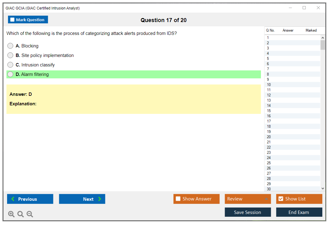 GIAC GCIA (GCIA – GIAC Certified Intrusion Analyst Practice Test) Симулятор экзамена Тестовый движок Экзаменационные дампы 17