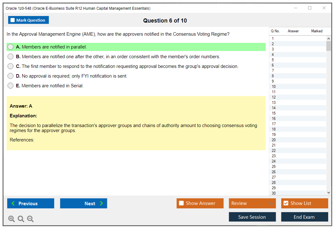 Oracle 1z0-548 (Oracle E-Business Suite R12 Human Capital Management Essentials) Simulateur d'examen Moteur de test Dumps d'examen 6