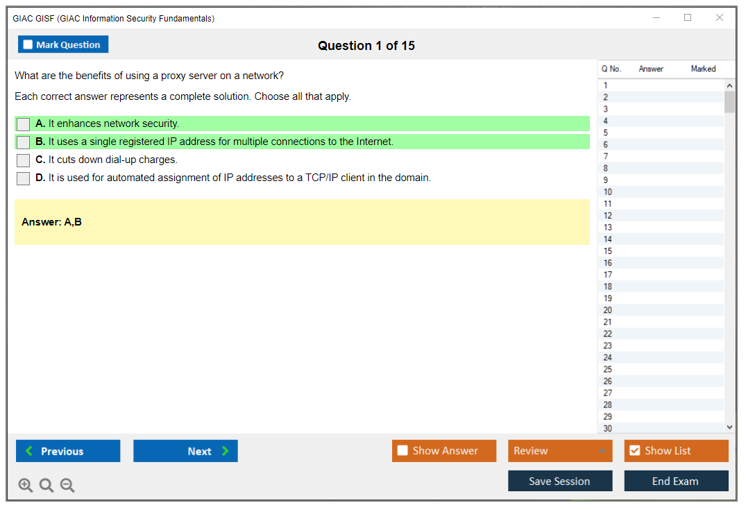 GIAC GISF (GIAC Information Security Fundamentals) Simulatore di esame Motore di test Dump degli esami 1