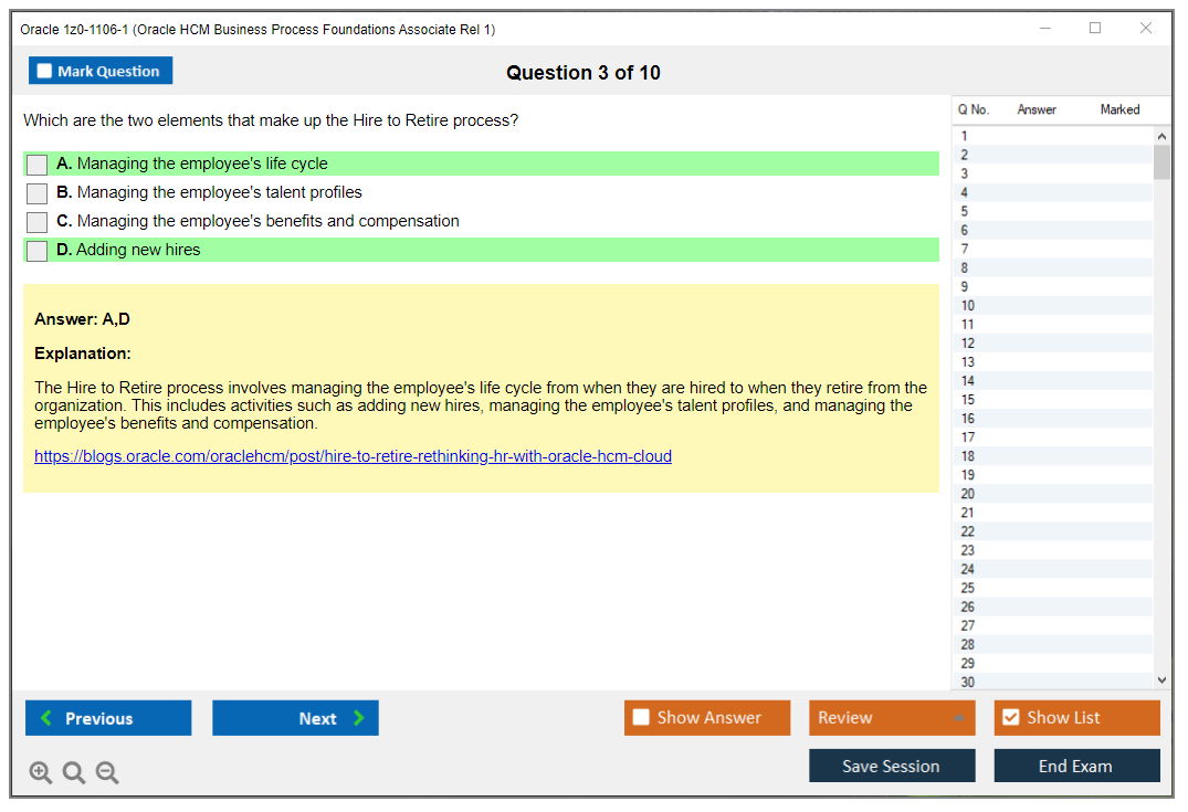 Oracle 1z0-1106-1 (Oracle HCM Business Process Foundations Associate Rel 1) Prüfungs-Simulator Test Engine Prüfungs-Dumps 3