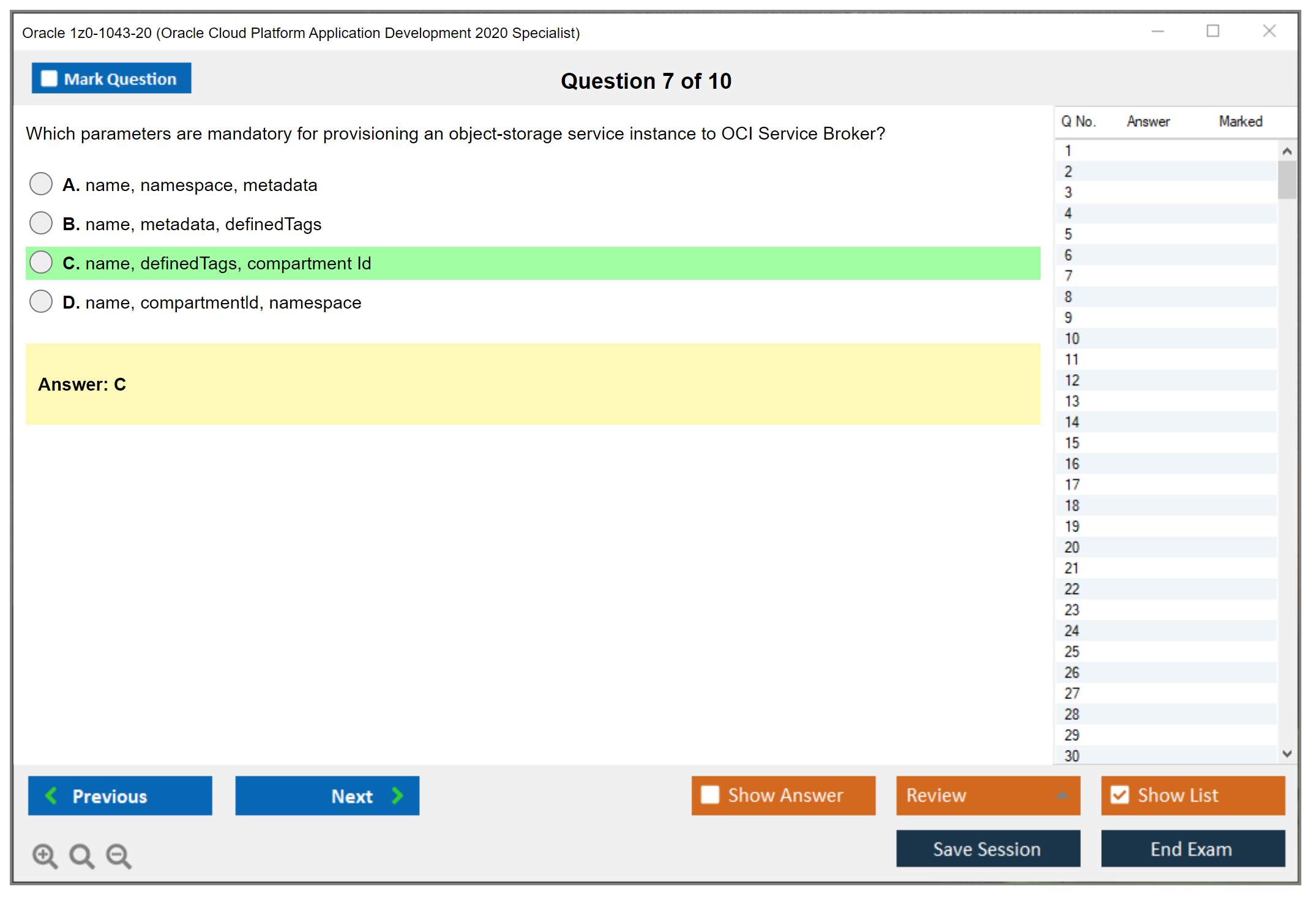 Oracle 1z0-1043-20 (Oracle Cloud Platform Application Development 2020 Specialist) Exam Simulator Test Engine Practice Exam 7