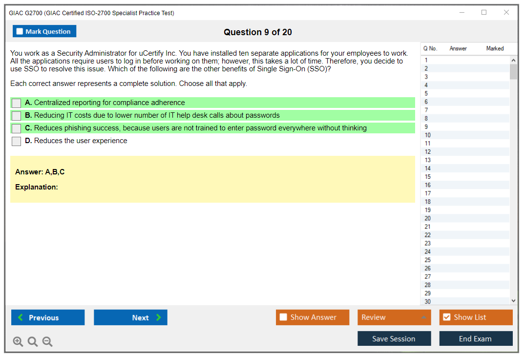 GIAC G2700 (GIAC Certified ISO-2700 Specialist Practice Test) Exam Simulator Test Engine Practice Exam 9