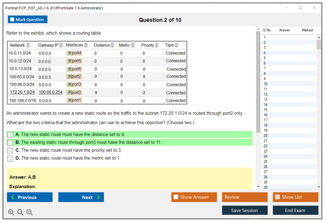 Fortinet FCP_FGT_AD-7.6 (FCPFortiGate 7.6 Administrator) Exam Simulator Test Engine Practice Exam 2