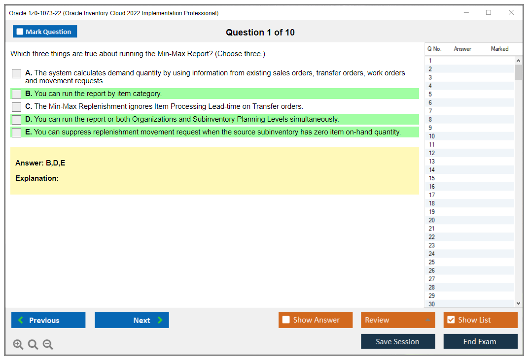 Oracle 1z0-1073-22 (Oracle Inventory Cloud 2022 Implementation Professional) Prüfungs-Simulator Test Engine Prüfungs-Dumps 1