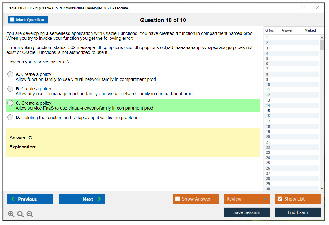Oracle 1z0-1084-21 (Oracle Cloud Infrastructure Developer 2021 Associate) Prüfungs-Simulator Test Engine Prüfungs-Dumps 10