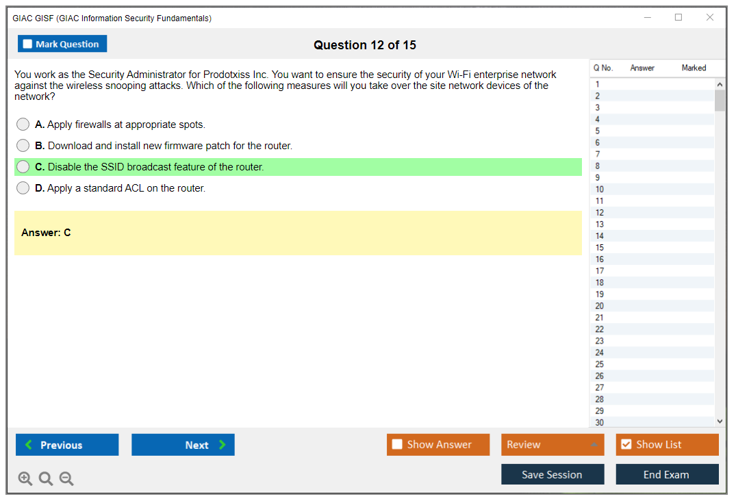 GIAC GISF (GIAC Information Security Fundamentals) Simulatore di esame Motore di test Dump degli esami 12