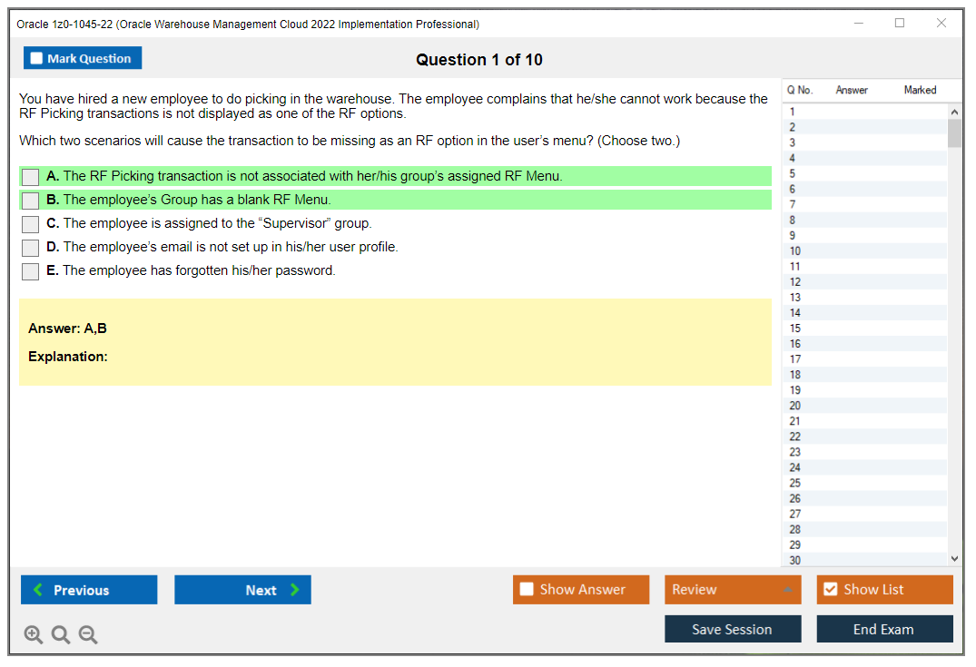 Oracle 1z0-1045-22 (Oracle Warehouse Management Cloud 2022 Implementation Professional) Prüfungs-Simulator Test Engine Prüfungs-Dumps 1