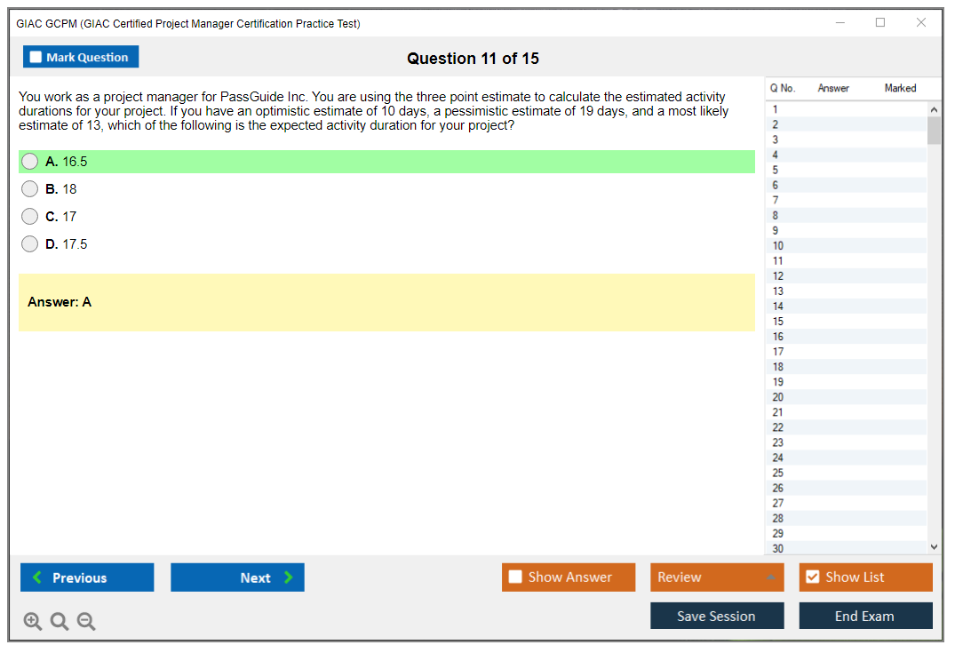 GIAC GCPM (GIAC Certified Project Manager Certification Practice Test) Simulador de exame Motor de teste Dumps de exame 11