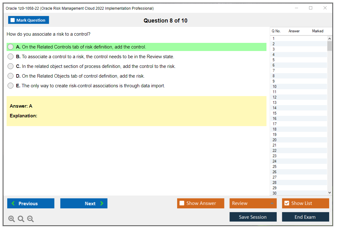 Oracle 1z0-1058-22 (Oracle Risk Management Cloud 2022 Implementation Professional) Prüfungs-Simulator Test Engine Prüfungs-Dumps 8