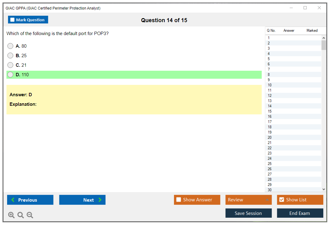 GIAC GPPA (GIAC Certified Perimeter Protection Analyst) Exam Simulator Test Engine Practice Exam 14