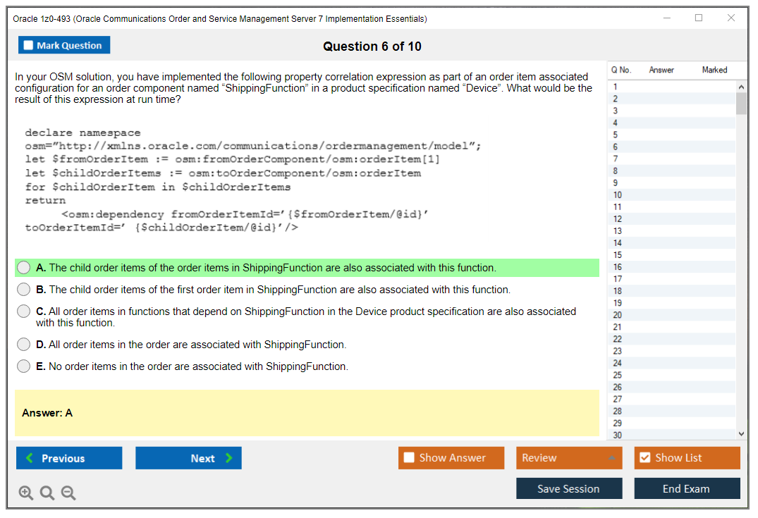 Oracle 1z0-493 (Oracle Communications Order and Service Management Server 7 Implementation Essentials) Prüfungs-Simulator Test Engine Prüfungs-Dumps 6
