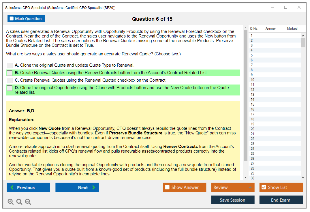 Salesforce CPQ-Specialist (Salesforce Certified CPQ Specialist) Симулятор экзамена Тестовый движок Экзаменационные дампы 6