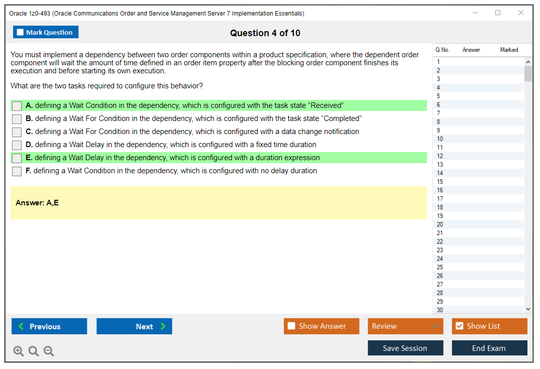 Oracle 1z0-493 (Oracle Communications Order and Service Management Server 7 Implementation Essentials) Prüfungs-Simulator Test Engine Prüfungs-Dumps 4