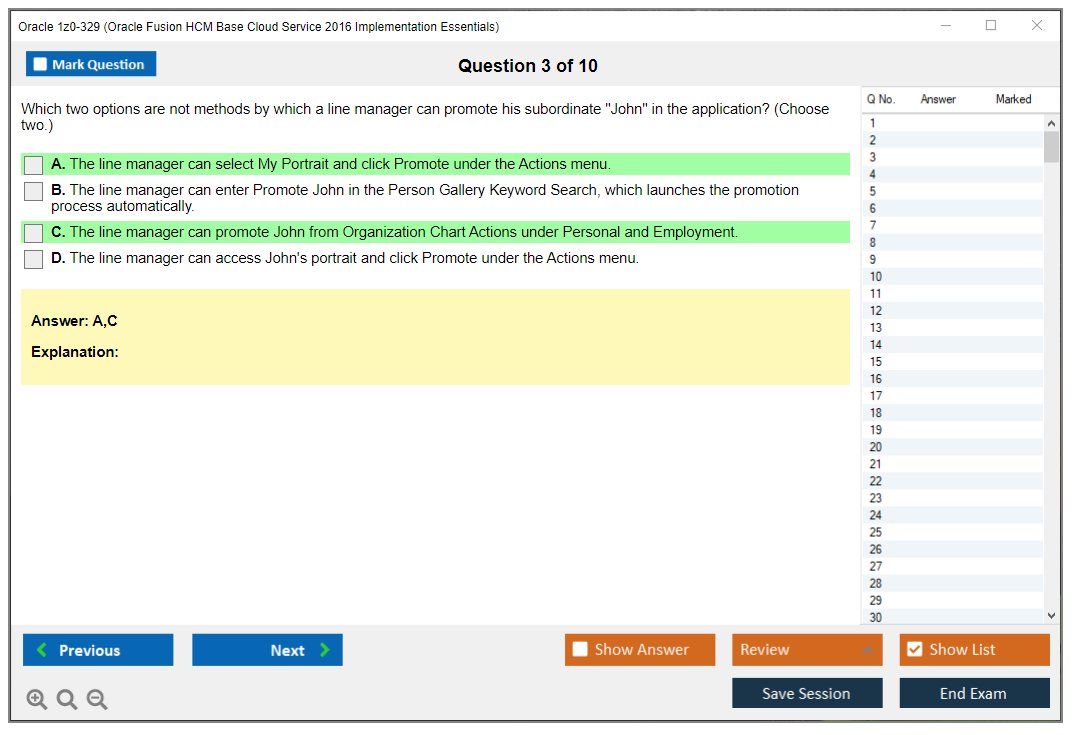 Oracle 1z0-329 (Oracle Fusion HCM Base Cloud Service 2016 Implementation Essentials) Exam Simulator Test Engine Practice Exam 3