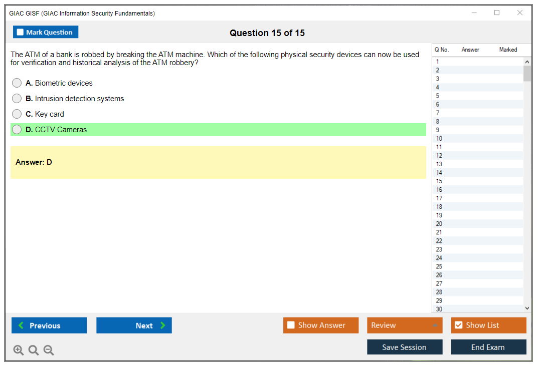 GIAC GISF (GIAC Information Security Fundamentals) Simulatore di esame Motore di test Dump degli esami 15