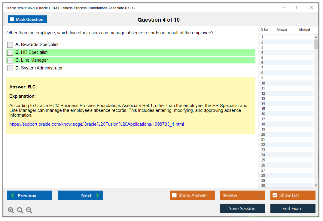 Oracle 1z0-1106-1 (Oracle HCM Business Process Foundations Associate Rel 1) Prüfungs-Simulator Test Engine Prüfungs-Dumps 4
