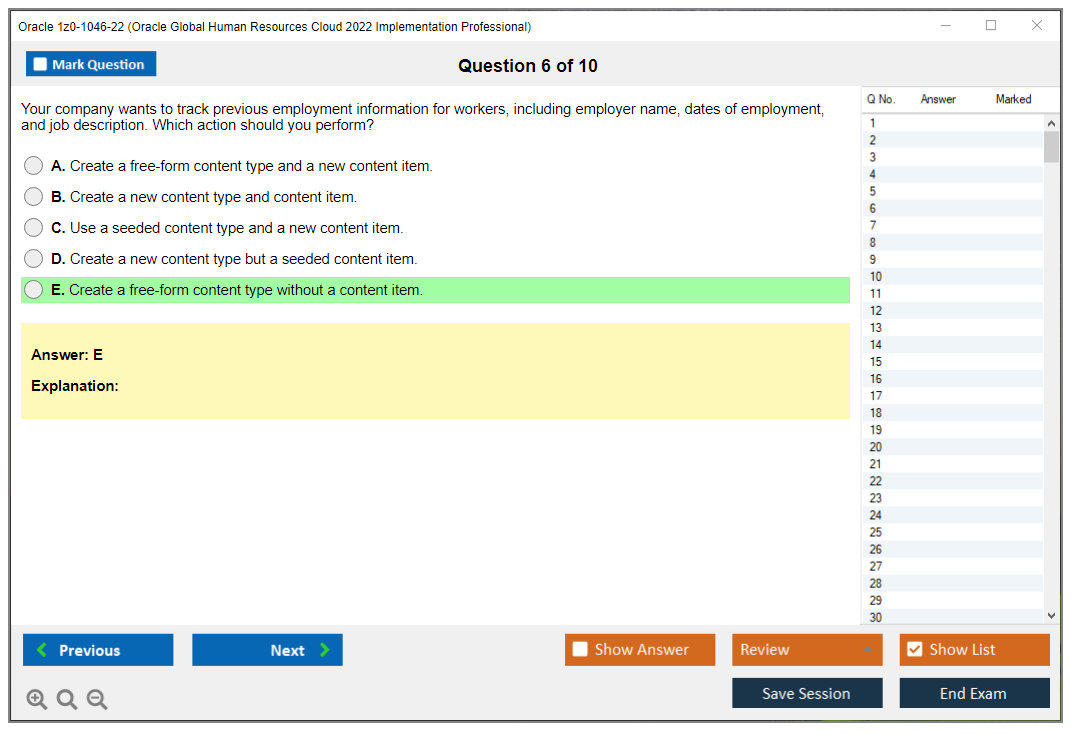 Oracle 1z0-1046-22 (Oracle Global Human Resources Cloud 2022 Implementation Professional) Prüfungs-Simulator Test Engine Prüfungs-Dumps 6