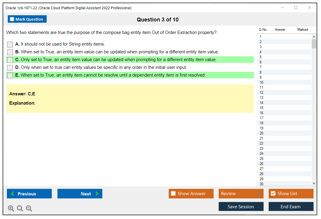 Oracle 1z0-1071-22 (Oracle Cloud Platform Digital Assistant 2022 Professional) Prüfungs-Simulator Test Engine Prüfungs-Dumps 3