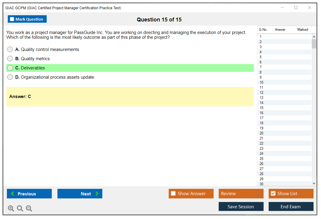 GIAC GCPM (GIAC Certified Project Manager Certification Practice Test) Simulador de exame Motor de teste Dumps de exame 15