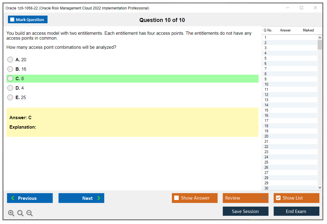 Oracle 1z0-1058-22 (Oracle Risk Management Cloud 2022 Implementation Professional) Prüfungs-Simulator Test Engine Prüfungs-Dumps 10