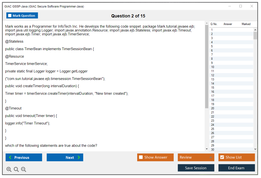GIAC GSSP-Java (GIAC Secure Software Programmer – Java) Simulador de exame Motor de teste Dumps de exame 2