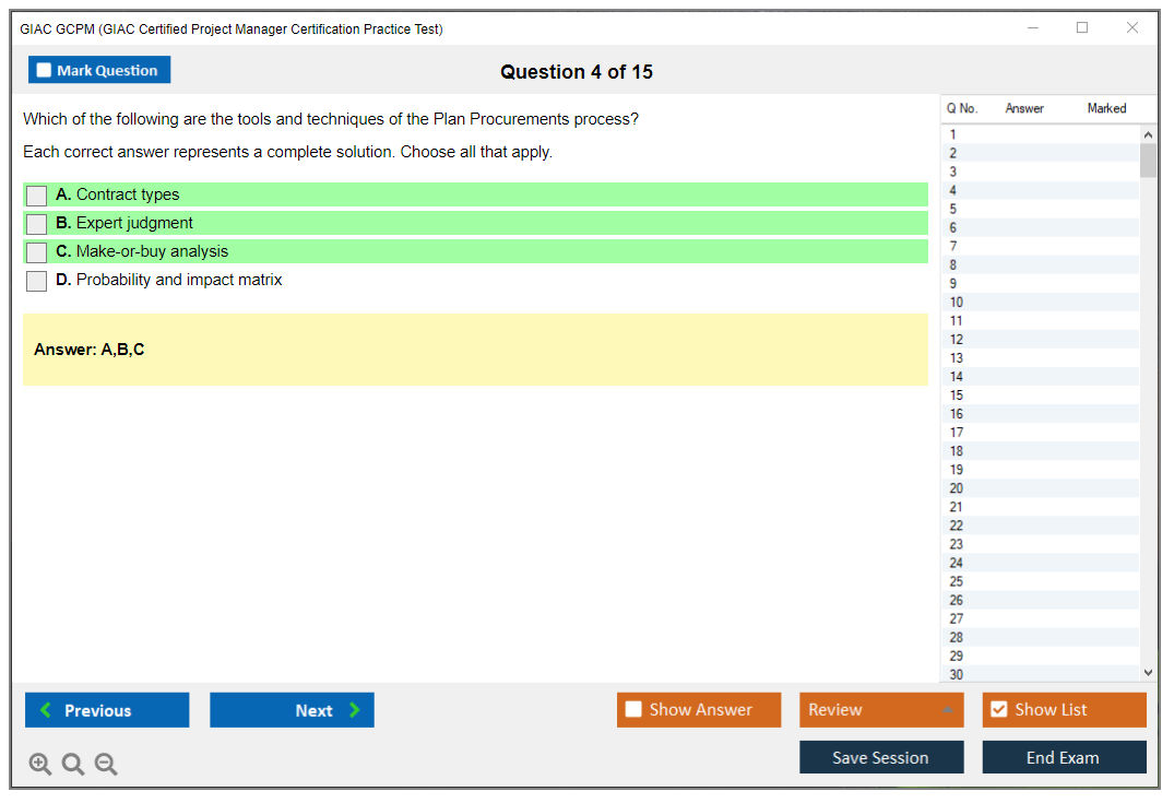 GIAC GCPM (GIAC Certified Project Manager Certification Practice Test) Simulador de exame Motor de teste Dumps de exame 4