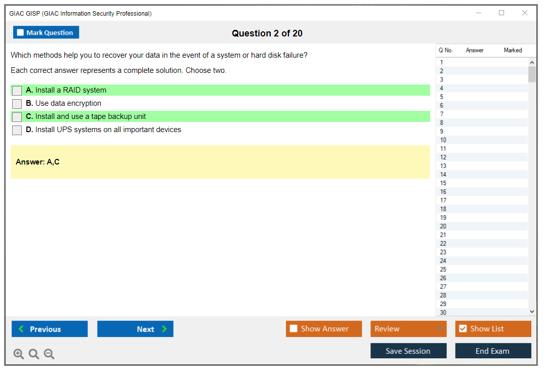 GIAC GISP (GIAC Information Security Professional) Exam Simulator Test Engine Practice Exam 2
