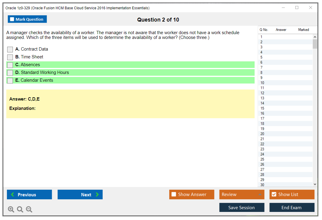 Oracle 1z0-329 (Oracle Fusion HCM Base Cloud Service 2016 Implementation Essentials) Exam Simulator Test Engine Practice Exam 2