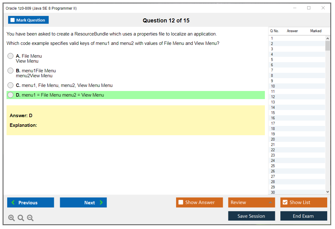 Oracle 1z0-809 (Java SE 8 Programmer II) Simulateur d'examen Moteur de test Dumps d'examen 12
