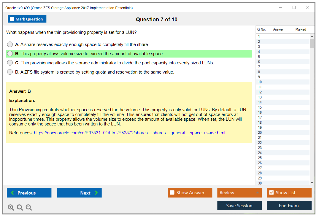 Oracle 1z0-499 (Oracle ZFS Storage Appliance 2017 Implementation Essentials) Prüfungs-Simulator Test Engine Prüfungs-Dumps 7