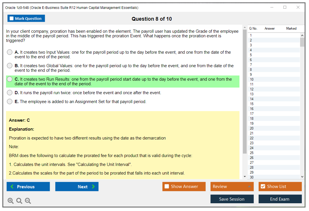 Oracle 1z0-548 (Oracle E-Business Suite R12 Human Capital Management Essentials) Simulateur d'examen Moteur de test Dumps d'examen 8