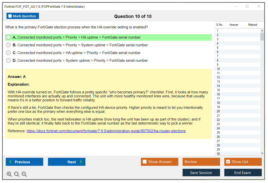 Fortinet FCP_FGT_AD-7.6 (FCPFortiGate 7.6 Administrator) Exam Simulator Test Engine Practice Exam 10