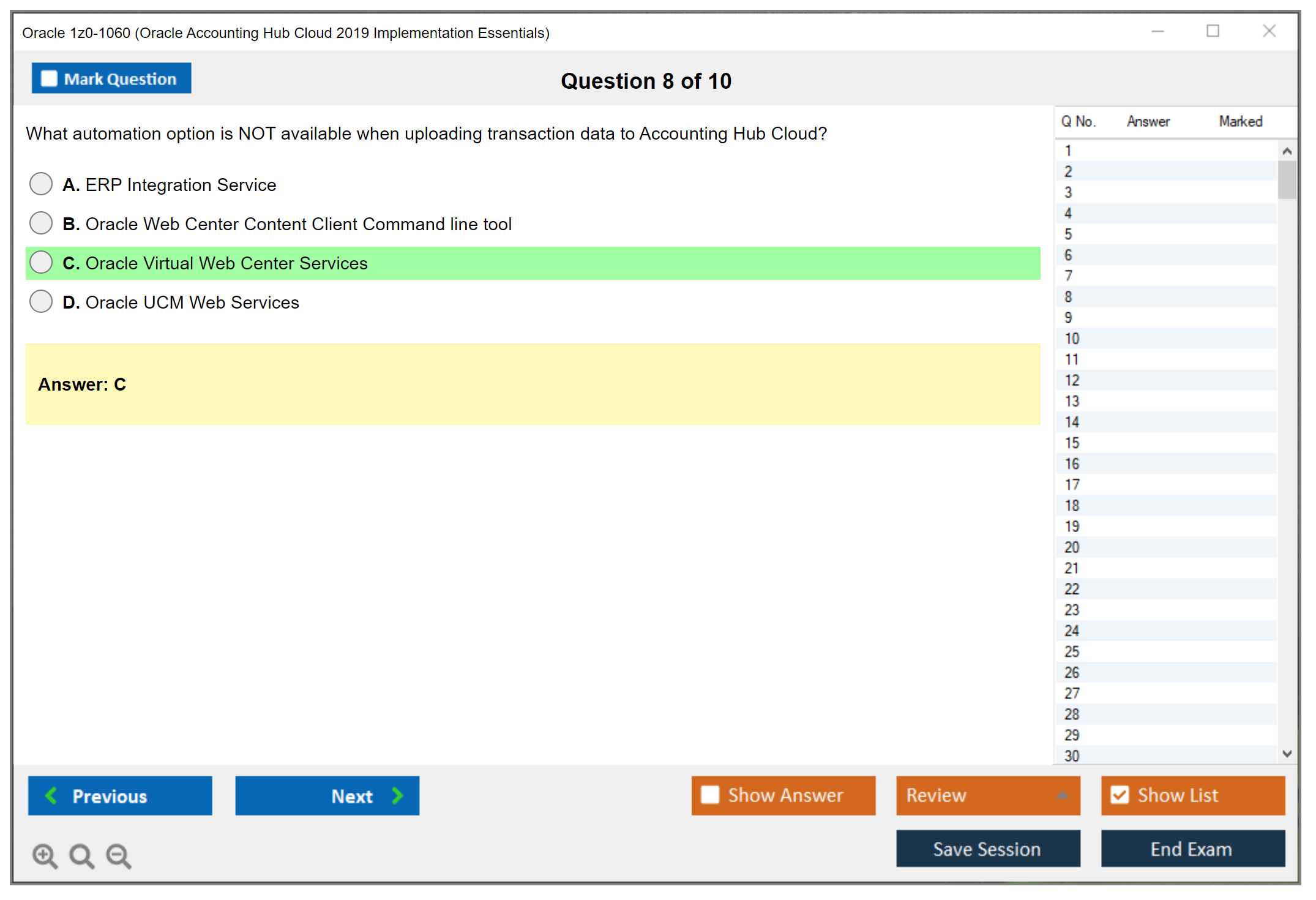 Oracle 1z0-1060 (Oracle Accounting Hub Cloud 2019 Implementation Essentials) Prüfungs-Simulator Test Engine Prüfungs-Dumps 8