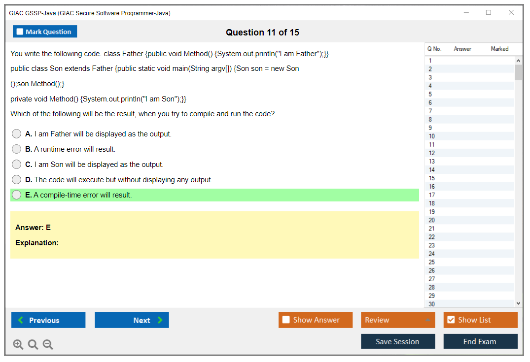 GIAC GSSP-Java (GIAC Secure Software Programmer – Java) Simulador de exame Motor de teste Dumps de exame 11