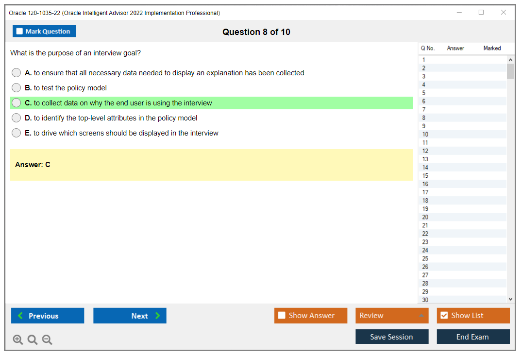Oracle 1z0-1035-22 (Oracle Intelligent Advisor 2022 Implementation Professional) Prüfungs-Simulator Test Engine Prüfungs-Dumps 8