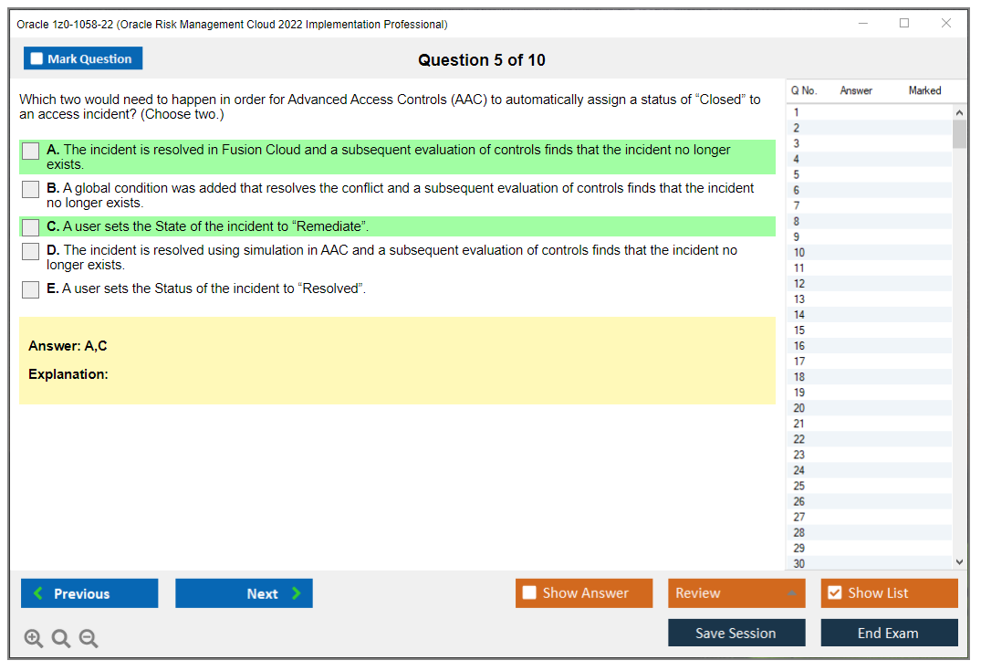Oracle 1z0-1058-22 (Oracle Risk Management Cloud 2022 Implementation Professional) Prüfungs-Simulator Test Engine Prüfungs-Dumps 5