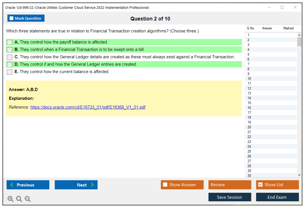 Oracle 1z0-996-22 (Oracle Utilities Customer Cloud Service 2022 Implementation Professional) Simulatore di esame Motore di test Dump degli esami 2