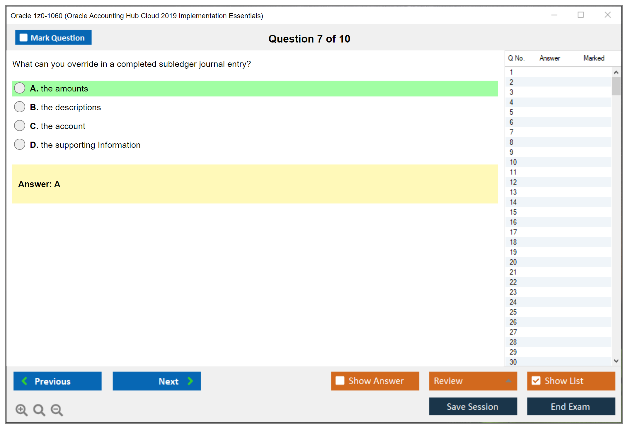 Oracle 1z0-1060 (Oracle Accounting Hub Cloud 2019 Implementation Essentials) Prüfungs-Simulator Test Engine Prüfungs-Dumps 7