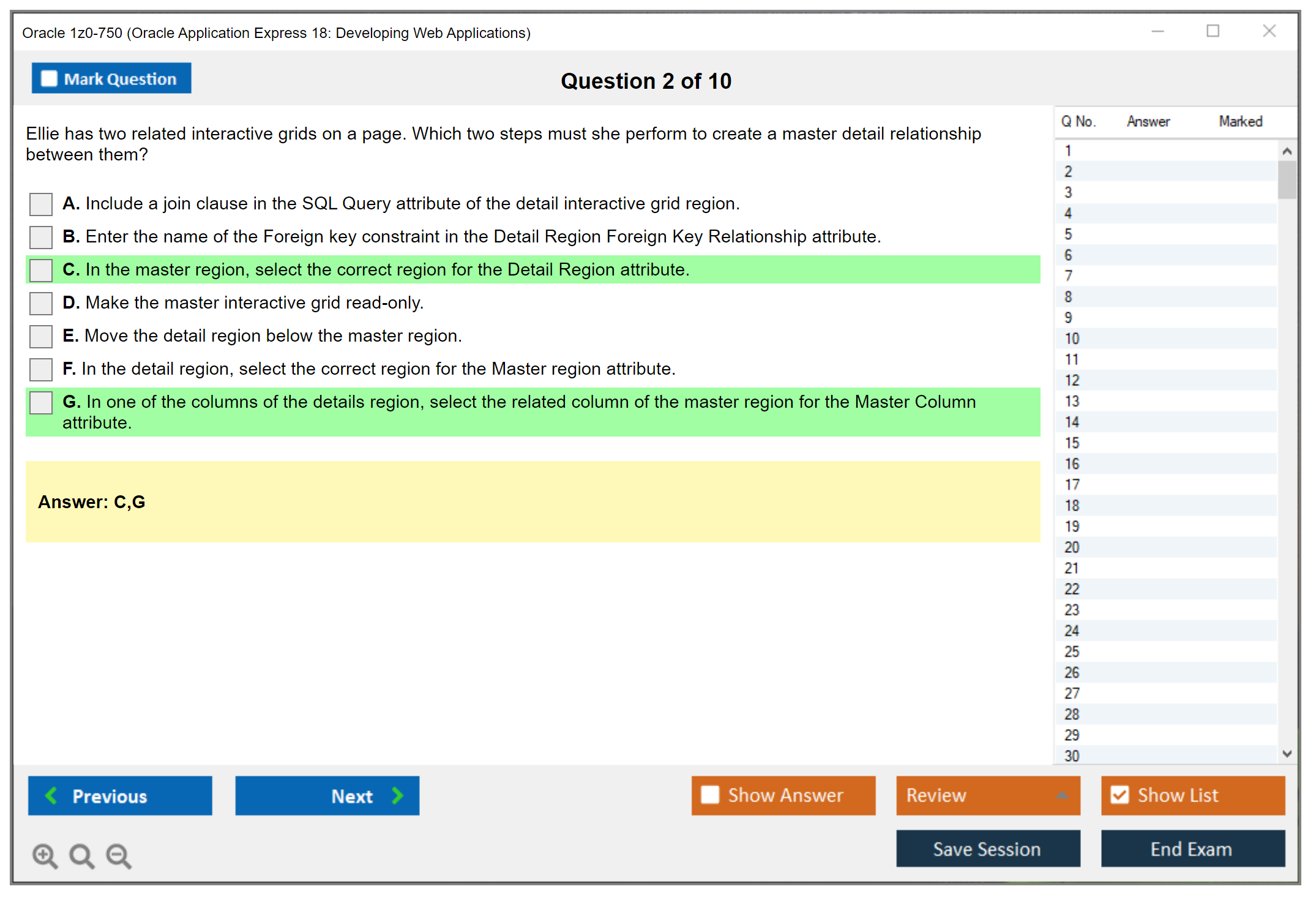 Oracle 1z0-750 (Oracle Application Express 18: Developing Web Applications) Simulatore di esame Motore di test Dump degli esami 2