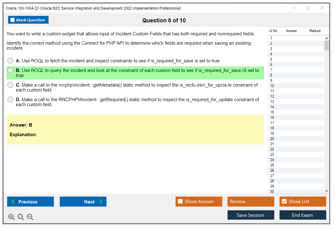 Oracle 1z0-1034-22 (Oracle B2C Service Integration and Development 2022 Implementation Professional) Prüfungs-Simulator Test Engine Prüfungs-Dumps 6