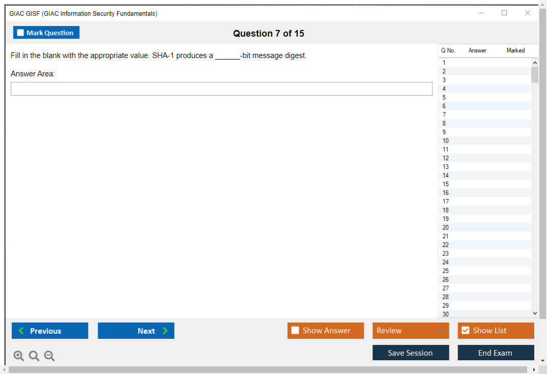 GIAC GISF (GIAC Information Security Fundamentals) Simulatore di esame Motore di test Dump degli esami 7