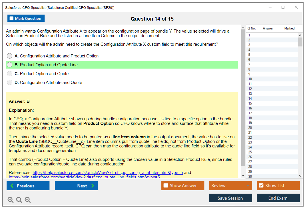 Salesforce CPQ-Specialist (Salesforce Certified CPQ Specialist) Симулятор экзамена Тестовый движок Экзаменационные дампы 14
