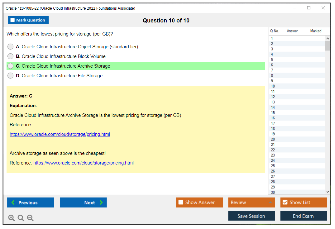 Oracle 1z0-1085-22 (Oracle Cloud Infrastructure 2022 Foundations Associate) Prüfungs-Simulator Test Engine Prüfungs-Dumps 10