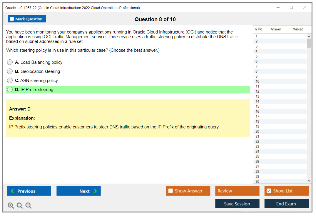Oracle 1z0-1067-22 (Oracle Cloud Infrastructure 2022 Cloud Operations Professional) Prüfungs-Simulator Test Engine Prüfungs-Dumps 8