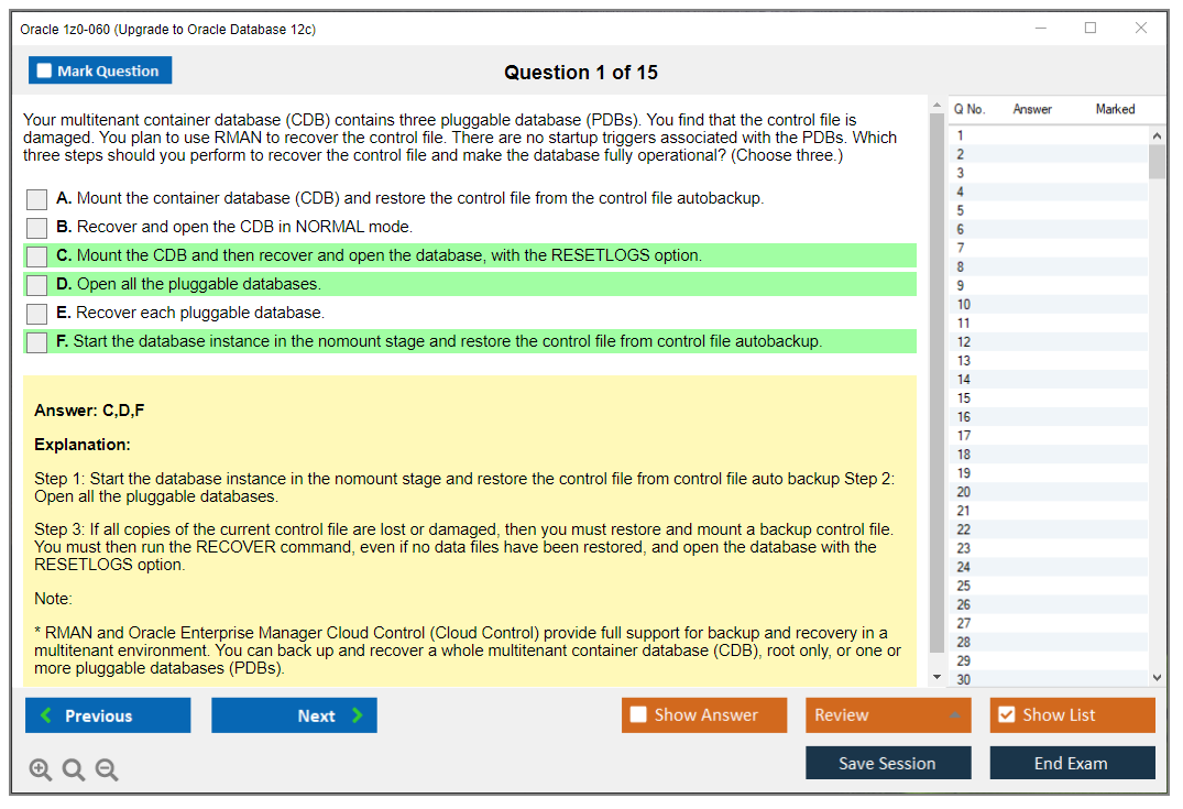 Oracle 1z0-060 (Upgrade to Oracle Database 12c) Симулятор экзамена Тестовый движок Экзаменационные дампы 1