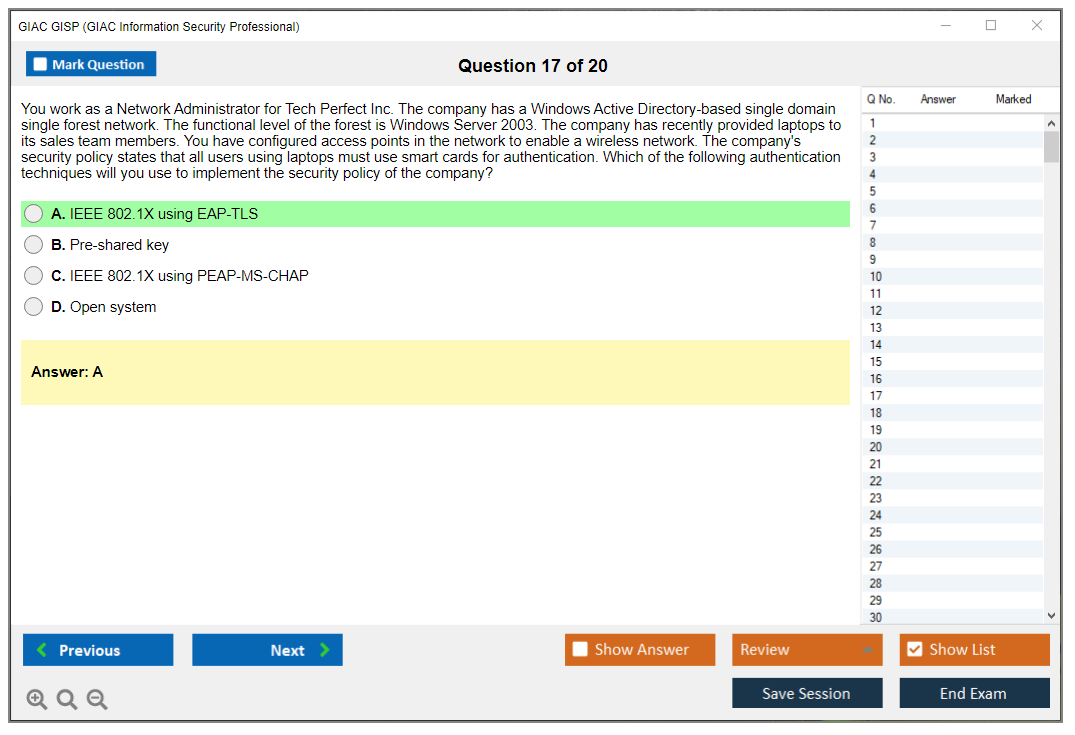 GIAC GISP (GIAC Information Security Professional) Exam Simulator Test Engine Practice Exam 17
