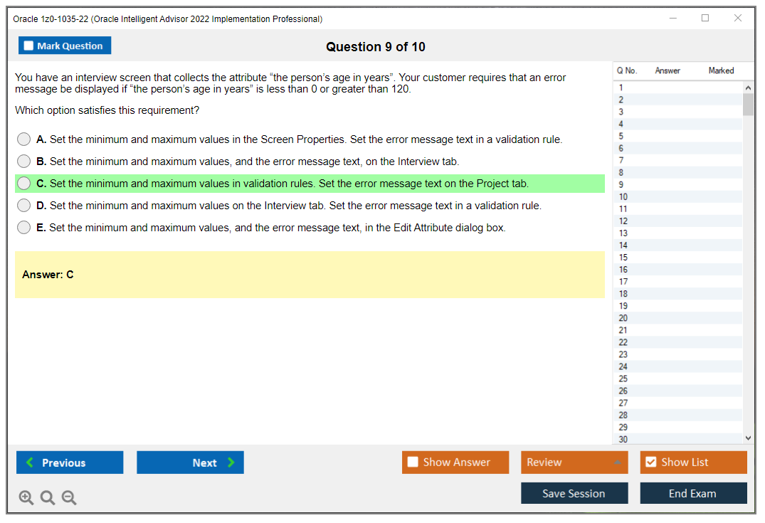 Oracle 1z0-1035-22 (Oracle Intelligent Advisor 2022 Implementation Professional) Prüfungs-Simulator Test Engine Prüfungs-Dumps 9