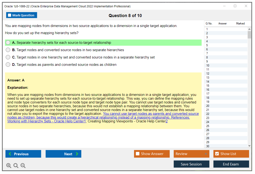 Oracle 1z0-1086-22 (Oracle Enterprise Data Management Cloud 2022 Implementation Professional) Simulador de exame Motor de teste Dumps de exame 8