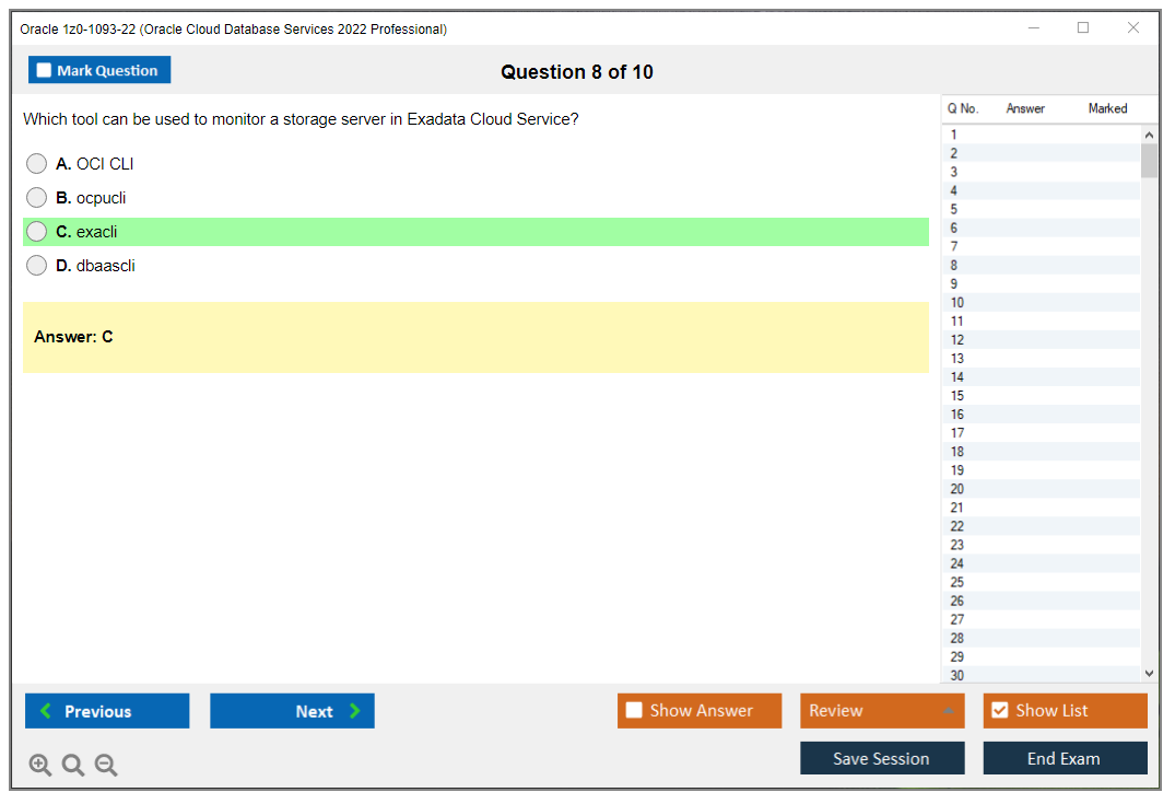 Oracle 1z0-1093-22 (Oracle Cloud Database Services 2022 Professional) Prüfungs-Simulator Test Engine Prüfungs-Dumps 8